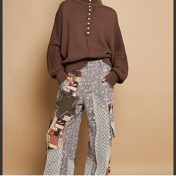 🤎 POL button down mock neck sweater 🤎 - Picture 1 of 4